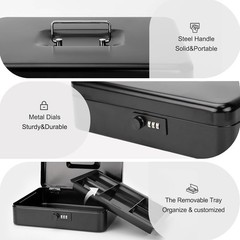 X-Large Cash Box with Sturdy Metal Construction – Combination Lock Included