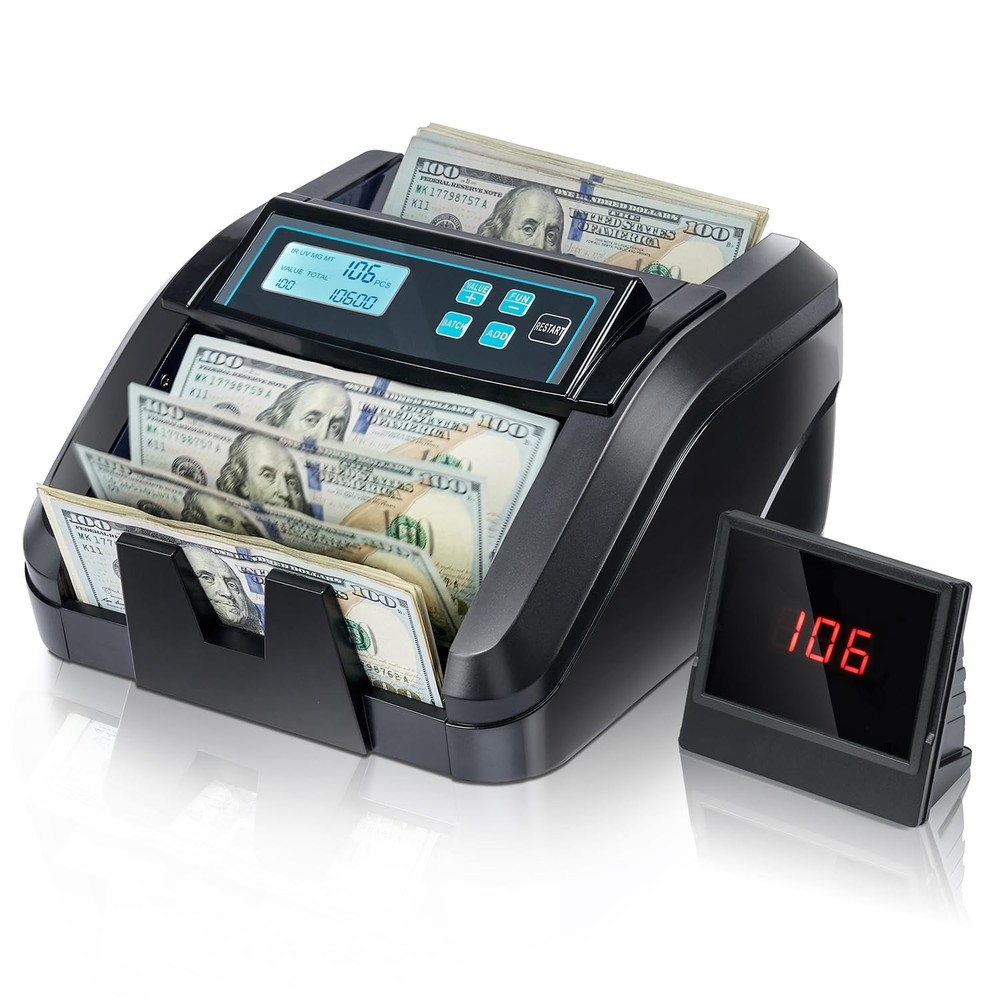 MUNBYN IMC51 Money Counter Machine Count Value, Add+Batch/Add+ Value Black