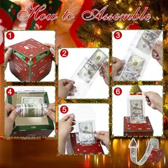 Christmas Money Gift Box for Cash Gift Pull Surprise Money Holder Red 5 PCS