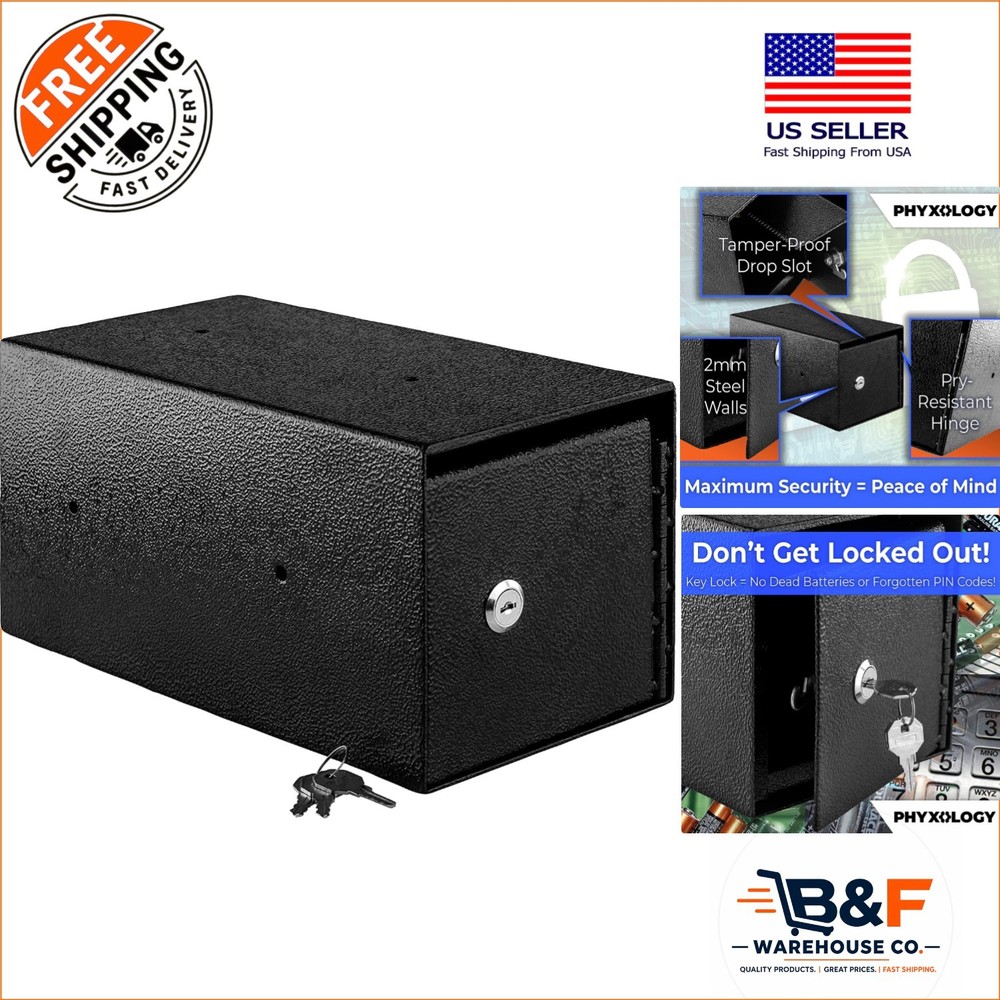 Secure Wall-Mounted Cash Drop Box for Rent Checks & Keys – Easy Installation