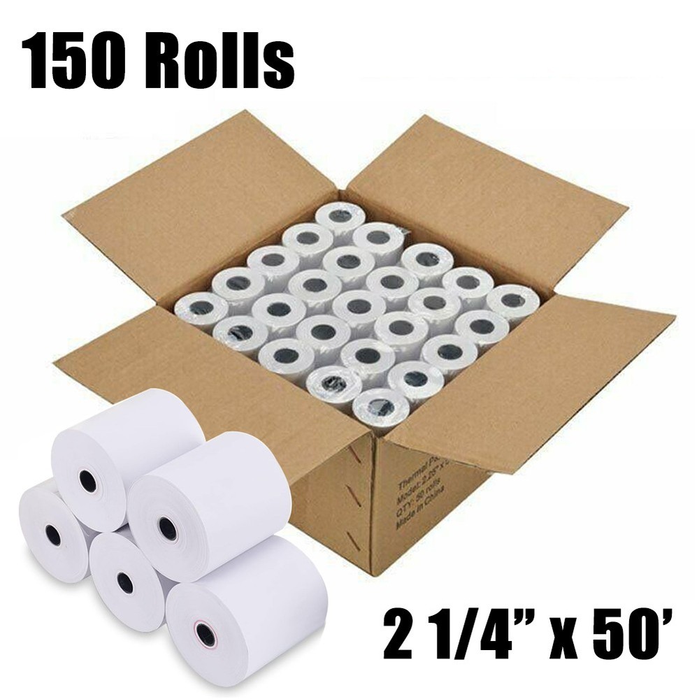 150 Rolls 2 1/4″ x 50′ Thermal Credit Receipt Card Cash Register POS Paper Roll