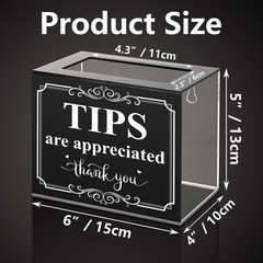 Acrylic Tip Jar for Money Donation Raffle Cash Collection Storage Box for Bar..