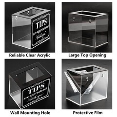 Acrylic Tip Jar for Money Donation Raffle Cash Collection Storage Box for Bar..