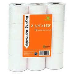 Adding Machine Paper Rolls 12 Pack 2 1/4 x 150 Ft Calculator Register Tape White