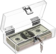 Lockable Money Storage Box Clear Acrylic Cash Holder with Key Lock Cash Organ…
