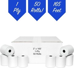 3″ x 165′ POS Paper Roll, 1-Ply Bond, 50 Rolls