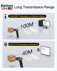 Wireless Barcode Scanner, Bluetooth Bar Code Scanner, 1D USB Barcode Reader Hand