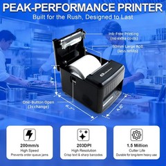 Wall-Mounted 80mm Thermal Receipt Printer with Smart RGB Alerts & Durability
