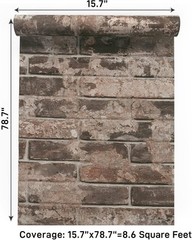 VaryPaper Vintage Brown Brick 15.7''x78.7'',