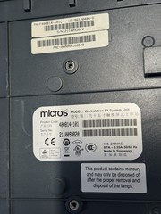 Micros Workstation 5A POS 400814-101 Terminal & Stand & Fingerprint Identifier
