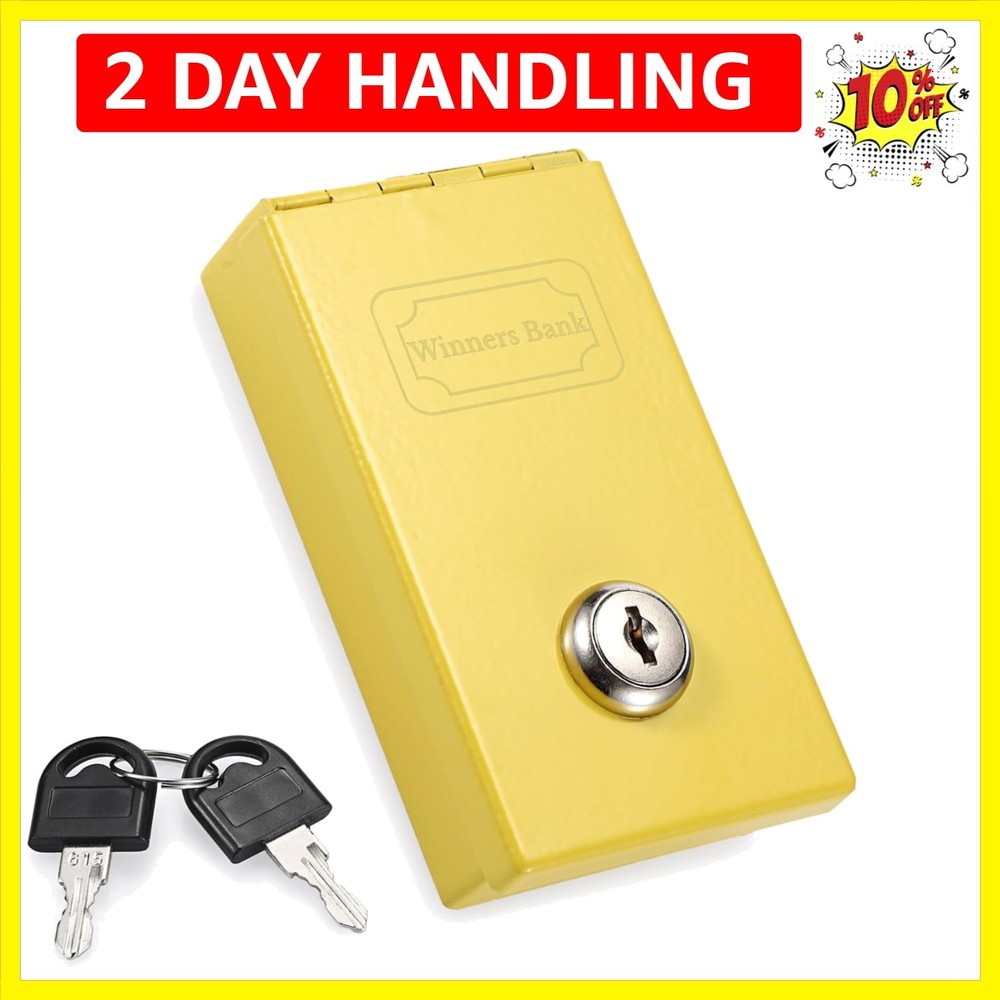 Metal Box for Gambler, Casino Cash Box with Money Slot and 2 Keys, Portable W…