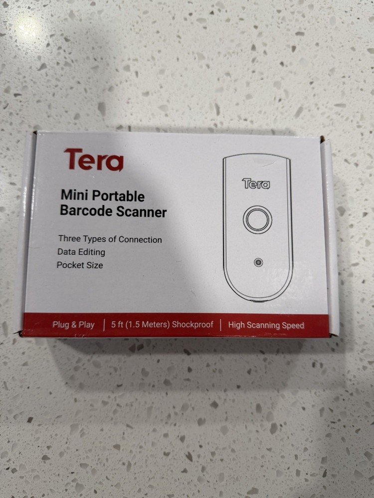 Tera 1100L Black Mini Handheld Portable Shockproof High Speed Barcode Scanner