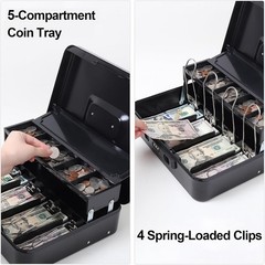 Stylish 11.8″ x 9.5″ Black Cash Box with Sliding Lid – Scratch Resistant Design