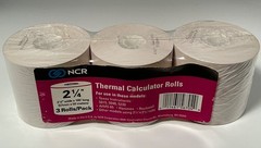 NCR Thermal Calculator Rolls 2 1/4  x 165′ White Pack of 3 rolls / Sealed