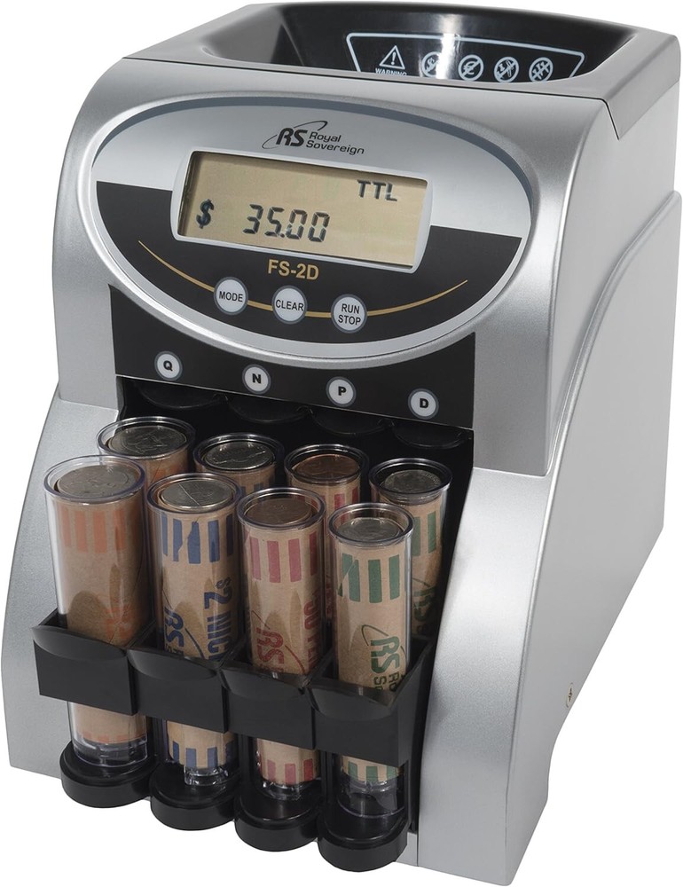 Royal Sovereign Electric USD Coin Counter/Sorter, 2 Rows, Anti-Jam (FS-2N)