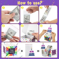 Birthday Money Box for Cash Pull Surprise Roll Gift Boxes for Kids Adults wit…