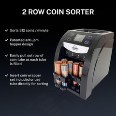 Automatic Coin Sorter and Counter with Display, 2 Row with Quick-Access Lid, …