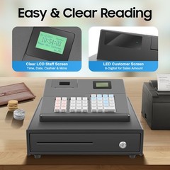 Electronic Cash Register, 39 Keys Raised Keyboard thermal cash register US STOCK
