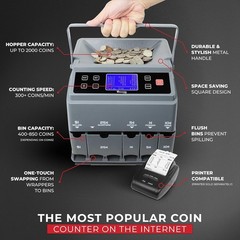 C300 Coin Counter & Wrapper, Printing-Compatible, Gray