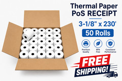 3-1/8″ x 230′ Thermal POS Receipt Printer Paper BPA Free (50 Rolls)