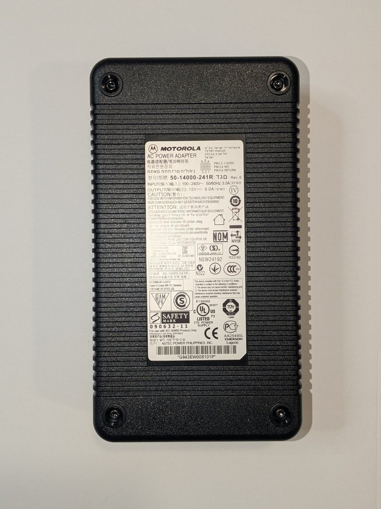 Motorola 50-14000-241R AC Power Adapter 12V 9.0A OEM New Old Stock
