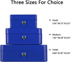 Blue Cash Box with Key Lock – Portable Storage Solution, 7.87″x6.3″