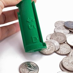 COIN COUNTING TUBES FAST WRAP PENNY NICKEL DIME QUARTER USA /3d printed