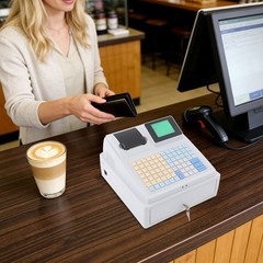 LCD Display Cash Register Corded Electric Cashier Cash Register w/Cash Drawer
