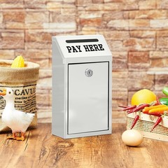 Durable Metal Cash Box with Key Lock – Ideal for Self-Serve Stands, White Finish
