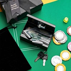 CroBlissful 3 Pcs Metal Casino Cash Box for Gambler, Winners Bank Pocket Size…
