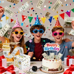Birthday Money Box for Cash Pull, Money Surprise Box Gold Pull Cash Birthday …