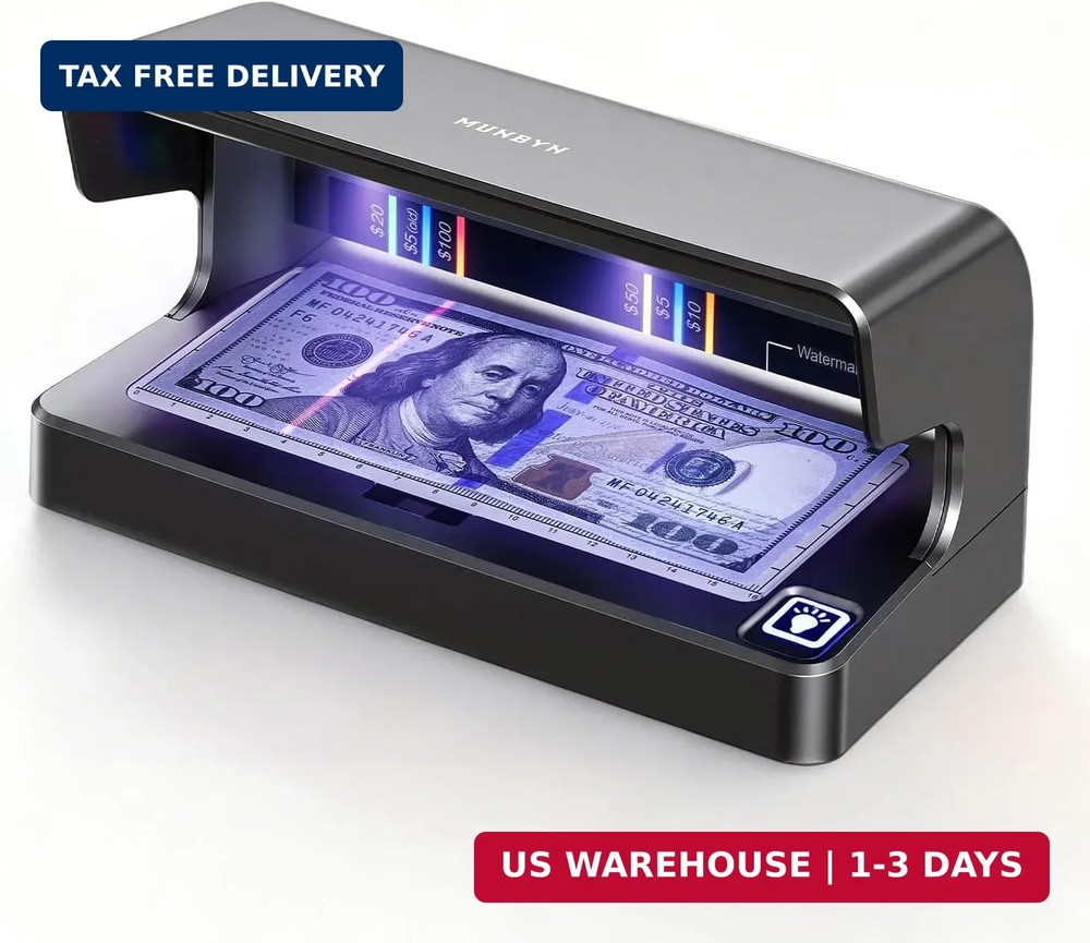 MUNBYN IMC26 Counterfeit Bill Detector, Money Checker with Dual UV LED Light for