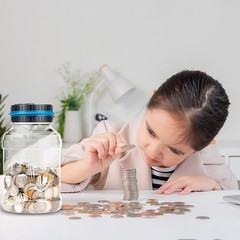 Electronic Digital LCD Coin Counter Counting Jar Money Saving Piggy Bank 1.8L OY