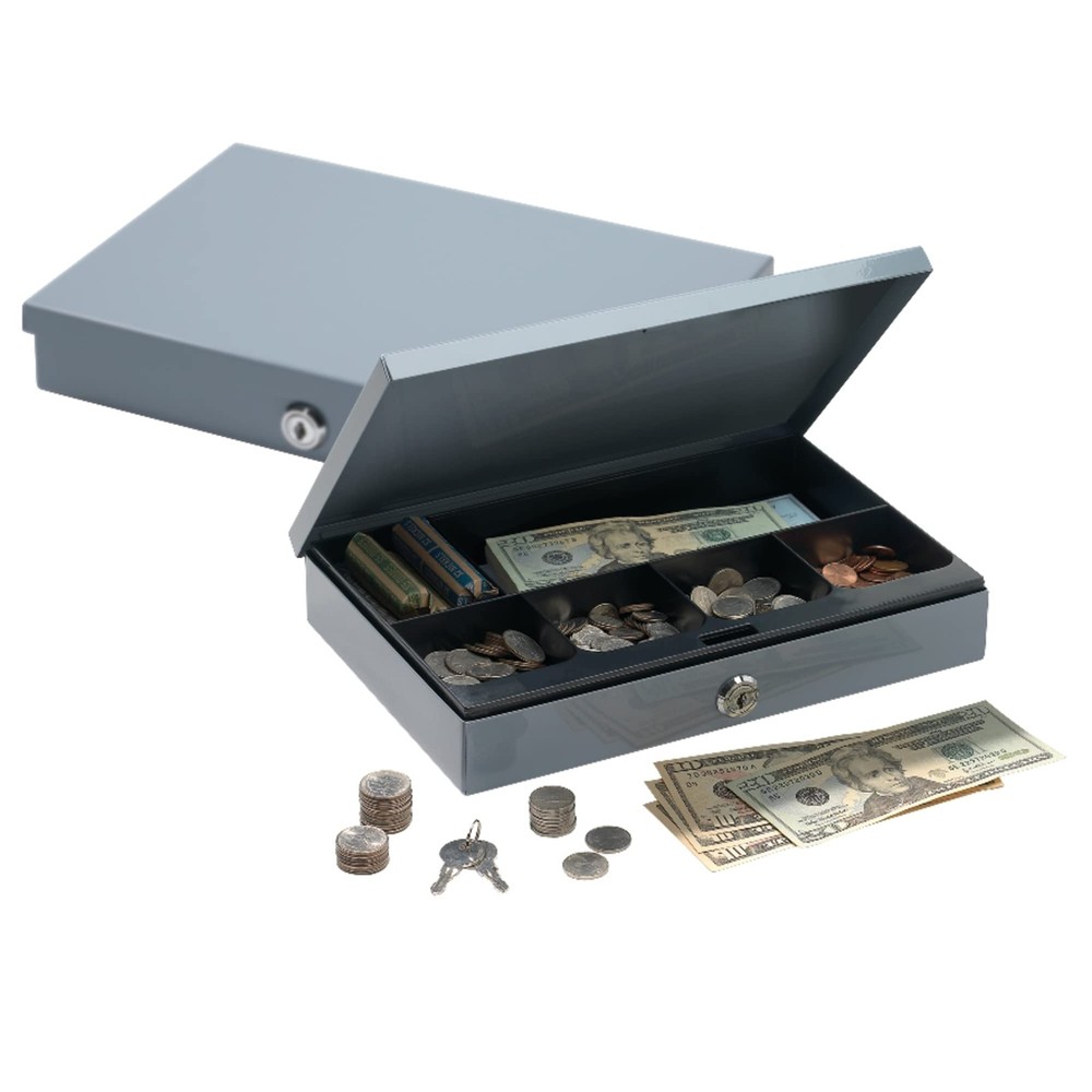 OFFICE DEPOT ULTRA-SLIM CASH BOX WITH SECURITY LOCK 2″H X 11 1/4″W X 7 1/2″D