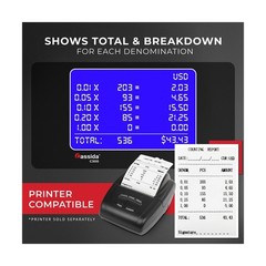 Cassida C300 Professional USD Coin Counter, Sorter and Wrapper/Roller, 300 co…