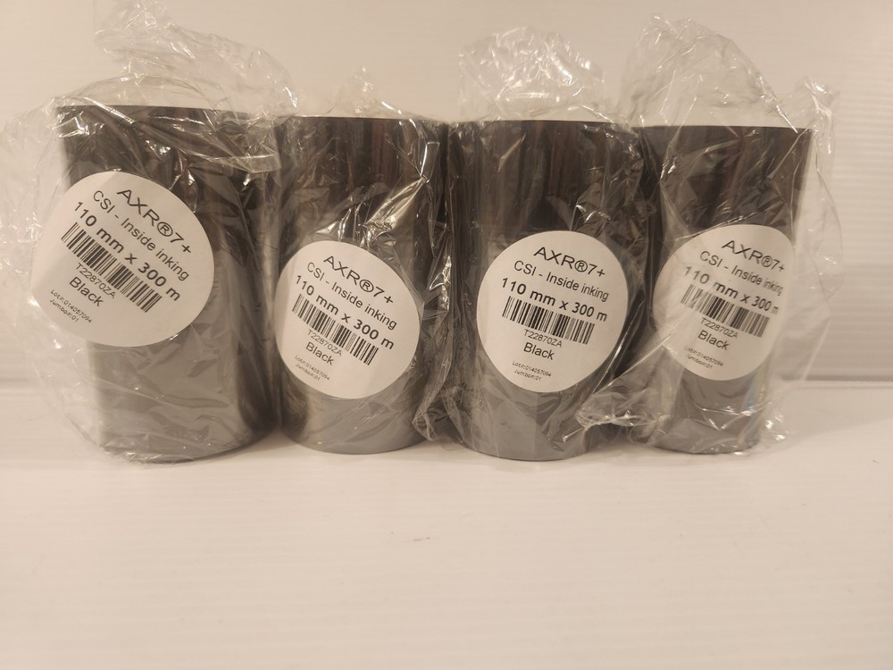 (4 pack) Thermal Rolls Transfer Black T22870ZA ARMOR IIMAK -AXR7+ 110MM X 300M