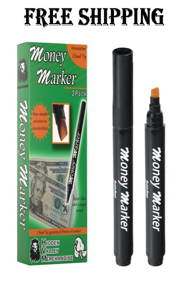 Money Marker (2 Counterfeit Pens) – Counterfeit Bill Detector Pen with Upgraded