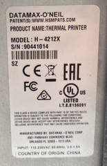 DATAMAX O’NEIL H-4212X THERMAL WIRELESS LAN USB INDUSTRIAL BARCODE LABEL PRINTER