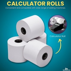 Adding Machine/Calculator Roll, 16 lb, 1/2″ Core, 2-1/4″ x 150 ft, White (3)