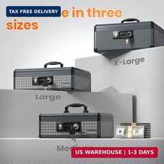 Glosen Cash Box with Lock, Money Box with Key Lock & Removable Coin Tray 13.5 *