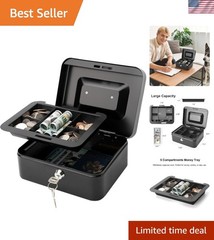 Medium Portable Lock Box with Cash Tray – Secure Your Valuables Effortlessly