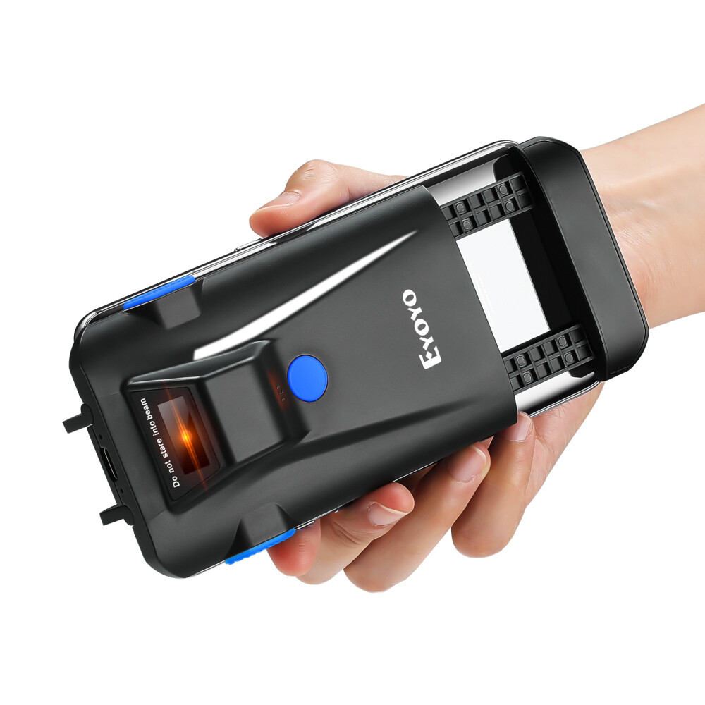 2D QR Wireless Bluetooth Barcode Scanner,Phone Back Clip for iPhone,Android, iOS