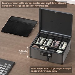 Lockbako Locking Cash Box with Money Tray and Key, Secure Money Safe Box for …