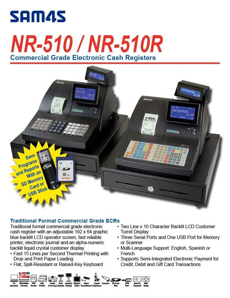 NEW Sam4s NR-510 Flat or Raised Keyboard – specify when ordering