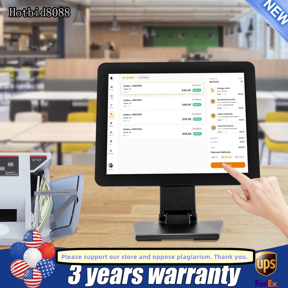 15” Touchscreen POS Cash Register Till System LCD Display for All Retail Shops