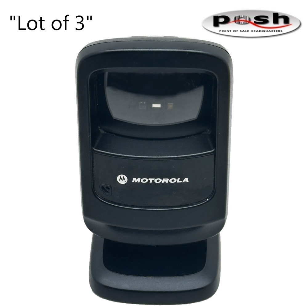 Lot of 3 – Zebra Motorola DS9208-DL Handsfree 1D/2D Barcode Scanner – No Cables