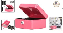 Compact Locking Box with Key Control – Small Pink Cash Box for Secure Keeping