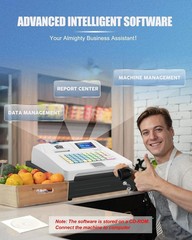 48Key Desktop Electronic Cash Register POS Casher Digital LED Display w/ Drawer