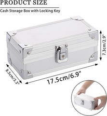 Lockable Cash Box Aluminium Alloy Money Box for Cash Money Storage Box Cash Box