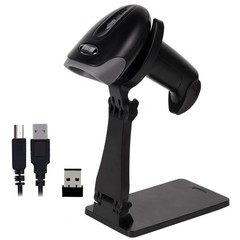 QR Code Scanner with Foldable Stand, 1D 2D Barcode Scanner 2.4G Wireless USB…
